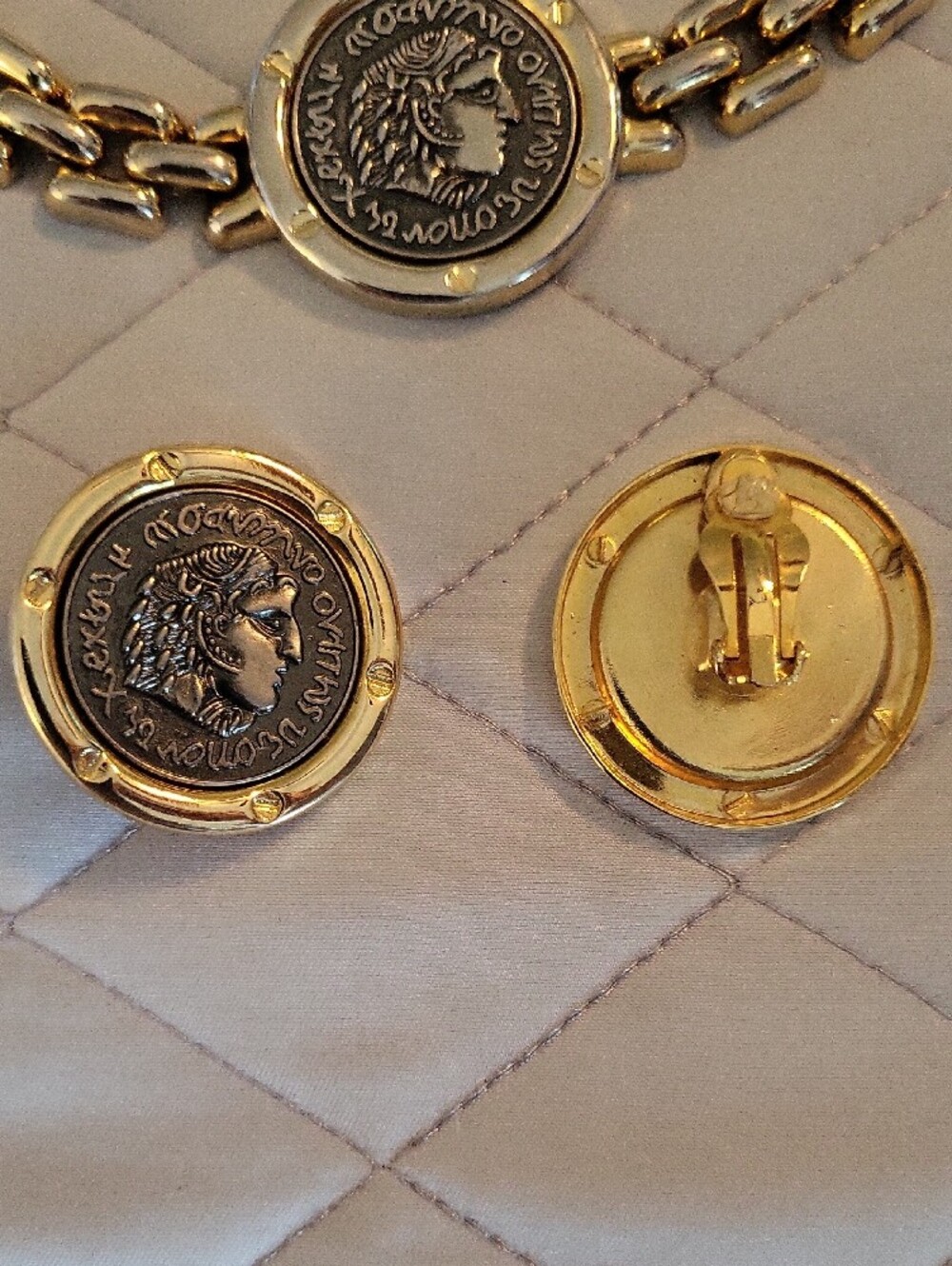 Gold-Tone Coin Medallion Necklace, Bracelet And Clip-on Earring Set - Picture 5 of 5